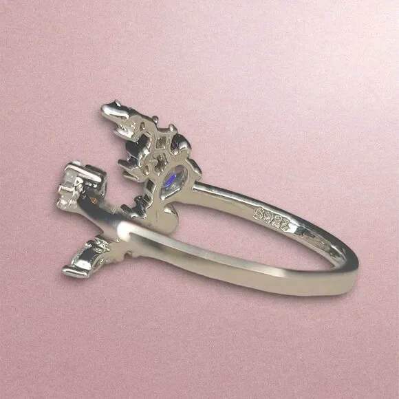 Open Half Moon Star Ring 925 Sterling Silver White Gold Plated CZ Pearl Sz 6.5 - Picture 5 of 8